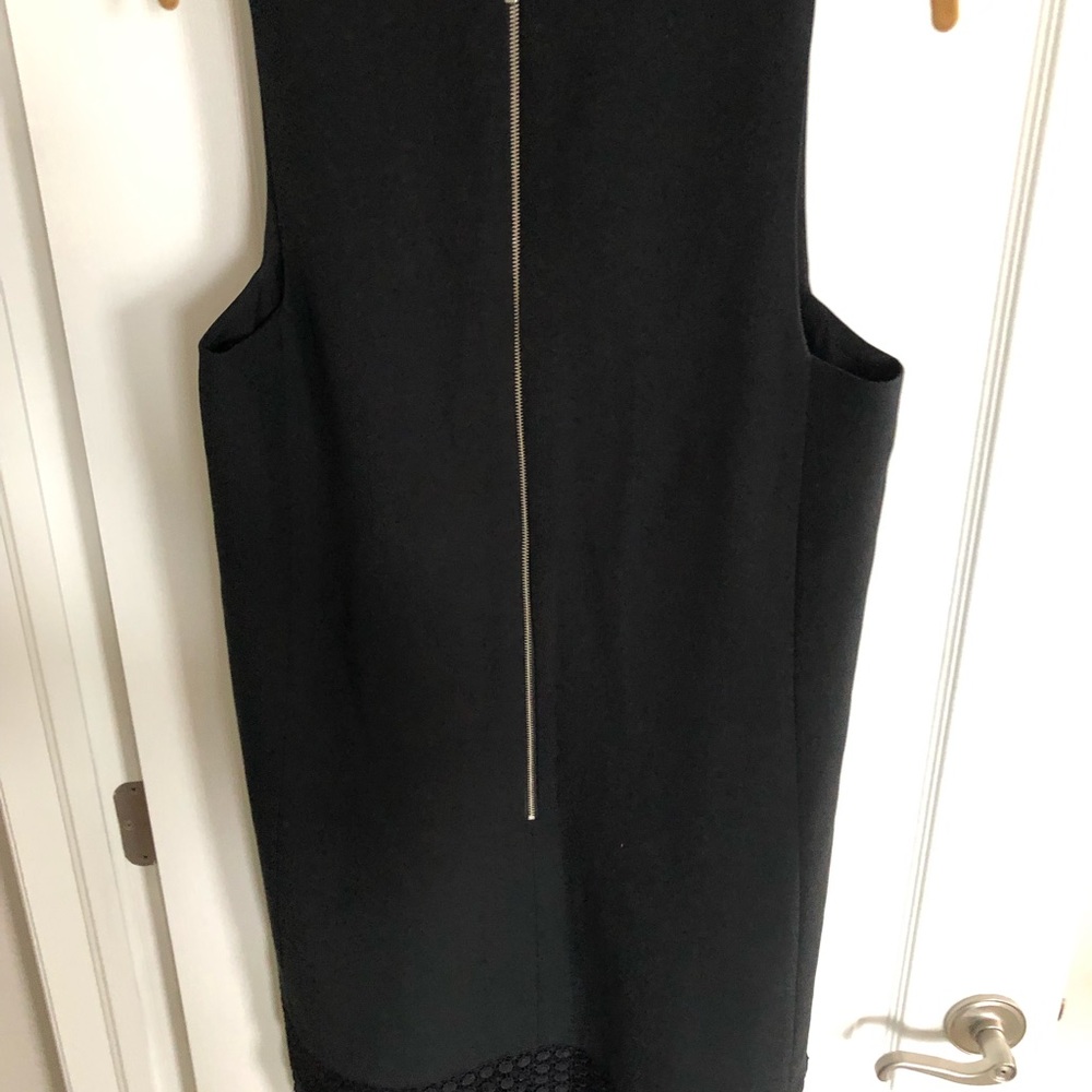 Black shift dress with lace detail